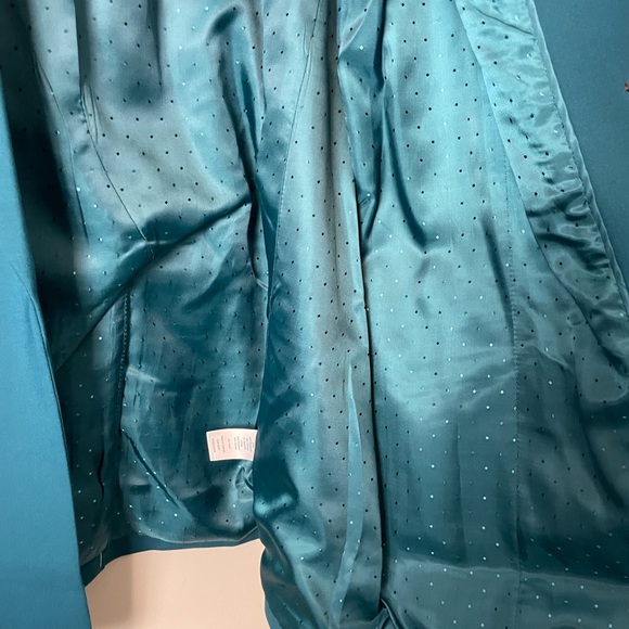 Talbots City Twill Open Front Blazer Size 14 Large Teal Double Breasted - Picture 6 of 11